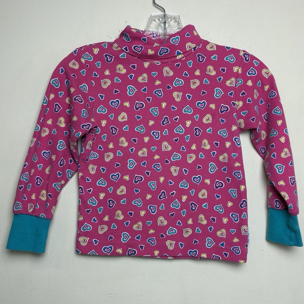 VTG Gymboree Heart Print Turtleneck Long Sleeve Shirt 100% Cotton Large 3T-4T